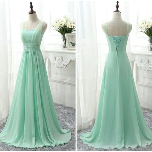 Custom Made Size Color Long Mint Green Bridesmaid Dress Royal Blue Pink Chiffon Vestido Cheap Bridesmaid Dresses Sweet Memory