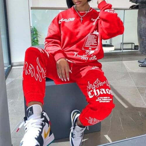 Women Autumn Winter O Neck Pullover Hoodies + Elastic Waist Pants Two Piece Set Female Casual Loose Tracksuits Woman Jogger 2pcs