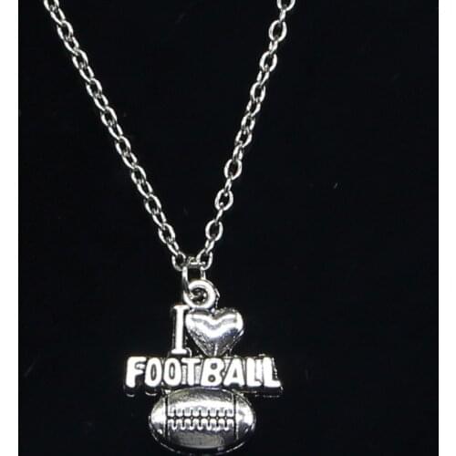 20pcs New Fashion Necklace 20x18mm i love football Pendants Short Long Women Men Colar Gift Jewelry Choker