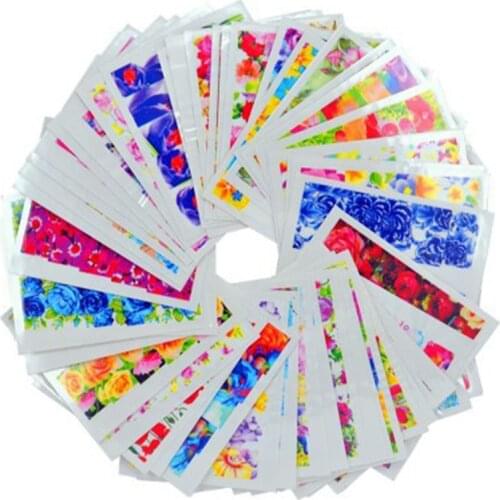 50 Sheet/Set Simple Flower Nail Stickers Nail Art Water Nail Stickers Foil For Manicure Stickers Nail Supplies Deco
