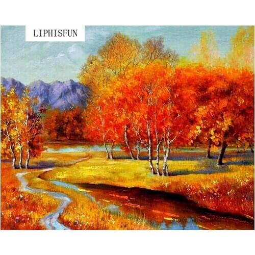 5D Full Drill DIY Diamond Painting Forest Autumn Scenery Square Rhinestone Diamond Embroidery Cross Stitch Diamond
