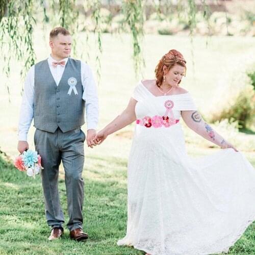 6PCS Rose Pearl Rhinestone Pregnant Sash Props Baby shower Maternity Dress Decoration mother-to-be father-to-be Badge