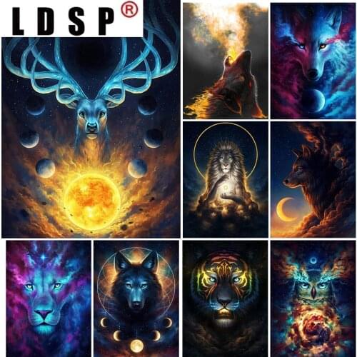 LDSP 5D DIY Diamond Painting Fantasy Animal Wolf Tiger Cross stitch Full Round Drill Diamond Embroidery Mosaic Wall Home Decor