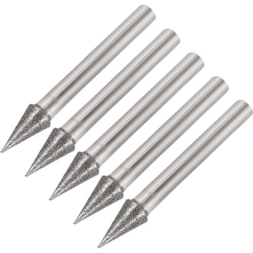 Uxcell Diamond Burrs for Rotary Tool 1/4-Inch Shank 10mm Tapered 120 Grit 5 Pcs Conial 8mm
