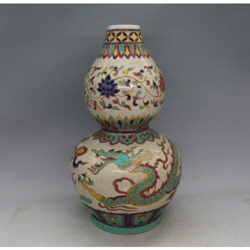 Antique MingDynasty(JingTai) porcelain vase,Gourd shape,Pastel Glaze,hand painted crafts /collection & adornment,Free shipping