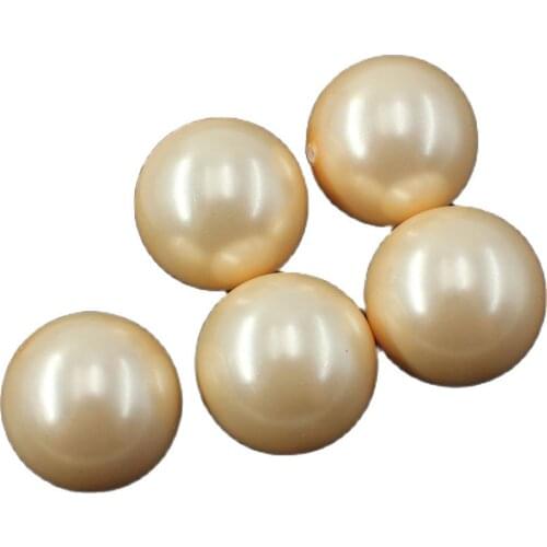 APDGG 20MM 5 Pcs Natural Golden Yellow Sea Shell Pearl Half Hole Round Beads For Pendant Earrings DIY Jewelry Findings