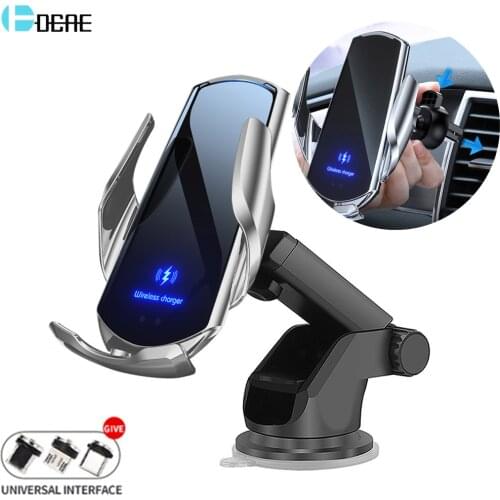 15W Qi Car Wireless Charger For iPhone 12 Pro Max 11 XS XR X 8 Samsung S20 S10 Automatic Clamping Infrared Sensor Magnetic USB