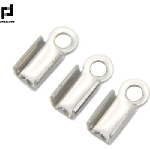 BASEHOME 100Pcs/lot Stainless Steel Cord Crimp End Caps Buckle Tips Necklace Bracelet Connectors Clasp Hooks DIY Jewerly