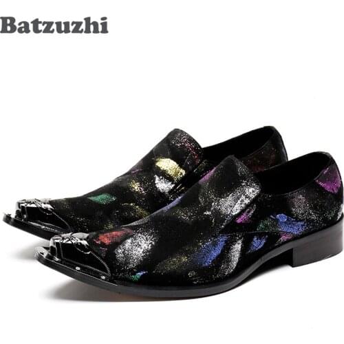 Batzuzhi Italian Style Designer Mens Pointed Toe Dress Shoes Leather Man Shoes Mocassin Homme Oxford Shoes for Men, EU38-46