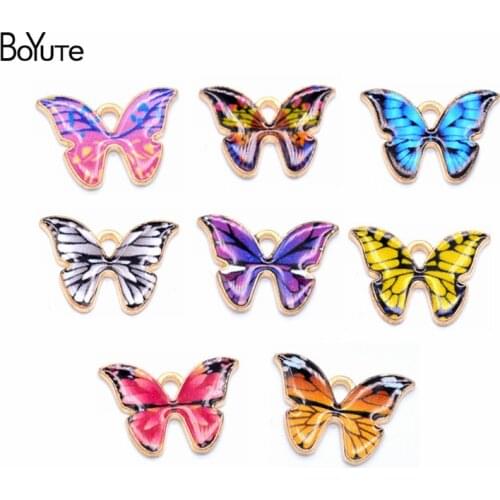BoYuTe Mix Colors Enamel Butterfly Charms Pendant Diy Handmade Jewelry Making Materials Wholesale