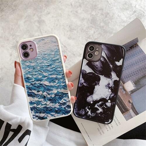 For iPhone 12 11 Pro Max Mini Art Marble Phone Case For iPhone X XR XS Max 7 8 Plus Soft TPU Bumper Back Cover Coque Funda