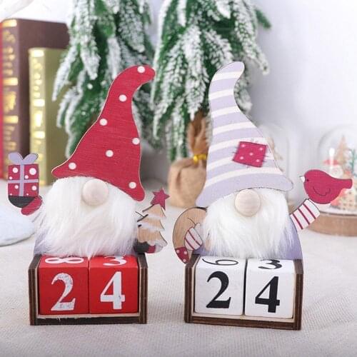 2021 New Christmas Wooden Calendar Diy Desktop Decoration Santa Countdown Card Desk Cute Perpetual Calendar Christmas Gift