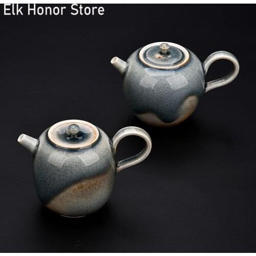 Coarse Glaze Tea Pots Handmade Raw Ore Teapot Ceremony Gifts Ball Hole Filter Household Kung Fu Tea Teapot Accessories
