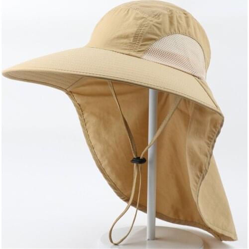 New Thick Leather Waterproof Fisherman Hat Climbing Caps Universal Outdoor Sun Protection Hats Neck Guard Caps Mens Panama Hat