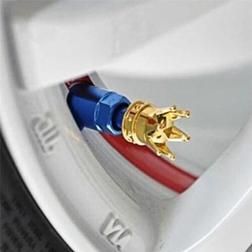 4Pcs Crown Wheel Tyre Caps For Schrader Valve Tire Stem Air Dust Covers For American Valve Bike Accessories Lightweight Sturdy