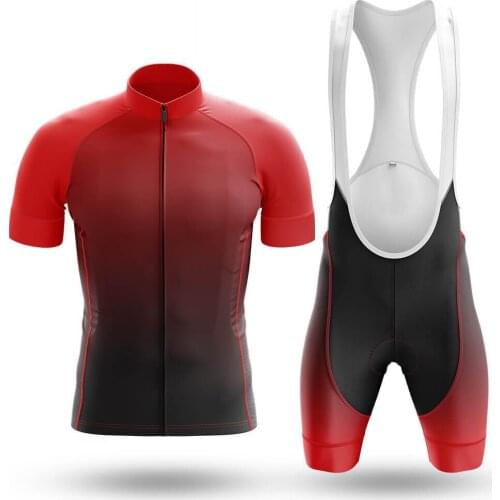 Red Gradient Cycling Jersey Set Sport Team Bike Men Clothing Quick Dry Summer Sleeve Cycling Road Ride Shirt Bib Short Gel Pad