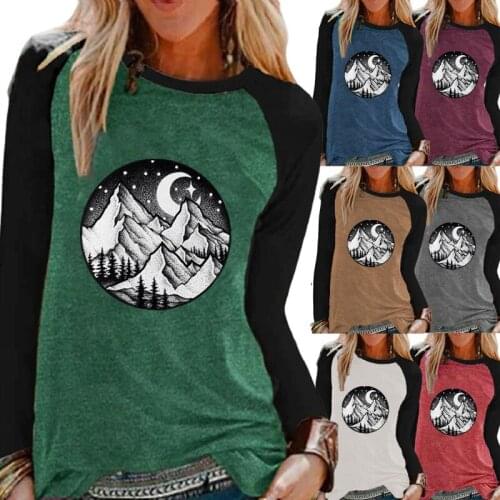 Fashion Autumn Womens Printing Comfortable Sweaters Casual Round Neck Raglan Sleeves Loose and Enlarged T-shirt Tops XS-5XL