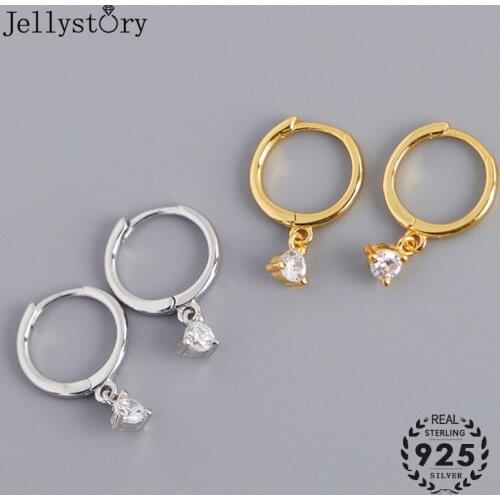 Jellystory Fashion 925 Silver Drop Earrings Cubic Zircon Gemstones Jewellery Earring for Woman Wedding Engagement Gift wholesale