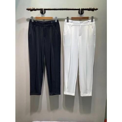 Fashion women 2021 new loose solid color straight trousers 0324