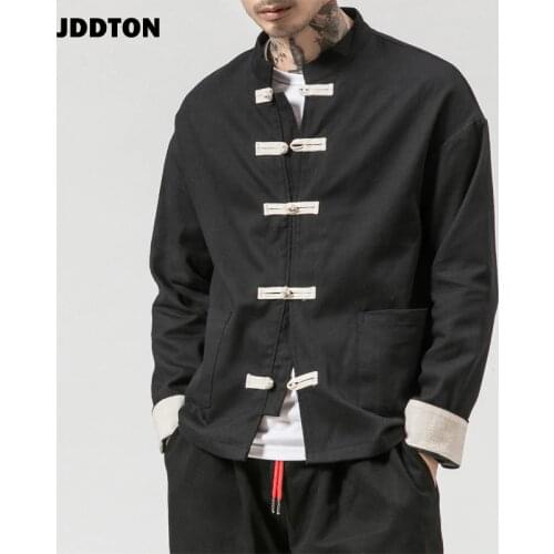 JDDTON Mens Kimono Open Jackets Solid Outerwear Coats Loose Casual Chinese Style Male Long Sleeve Retro Comfort Overcoats JE145