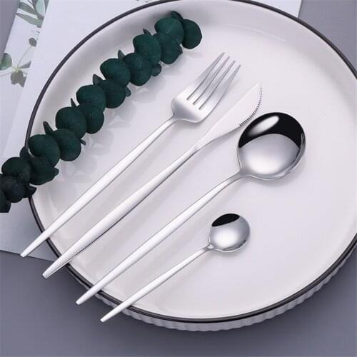 Stainless Steel Cutlery Set Icespoon Tableware Dessert Fork Spoon Knife Complete Dinner Set Chopstick Dinnerware Set Silverware