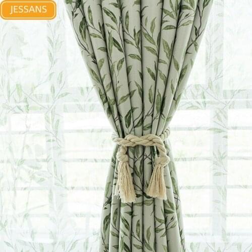 2021 New European-style Modern Pastoral High Shading Willow Leaf Printing Screen Curtains for Bedroom Livingroom Customized