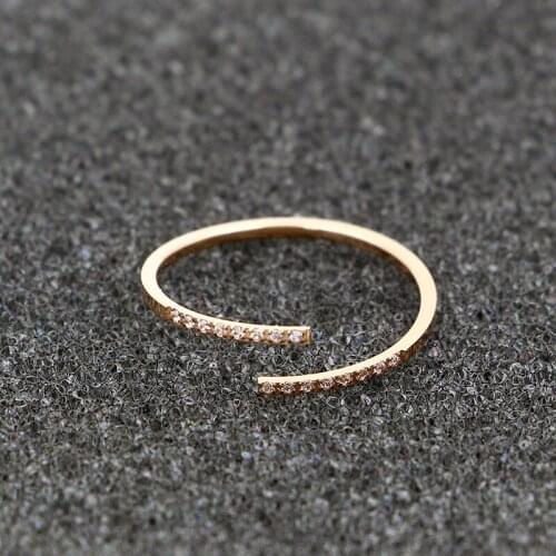 New Design 1mm Wide Openings Inlaid With 16 Zircon Ring For Women Top Quality Titanium Steel Love Brand Jewelry Wedding Ring