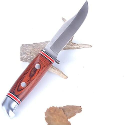 Fixed Blade Knife With Sheath Survival Tactical Straight Knife Wood Handle Outdoor Camping Hunting Knives Self-defense EDC Tool