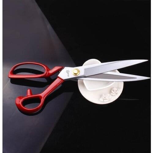 Light Red Embroidery For Sewing Accessories Professional Fabric Large Scissors Needlework Sew Craft Tailors Scissors Sharp Dura