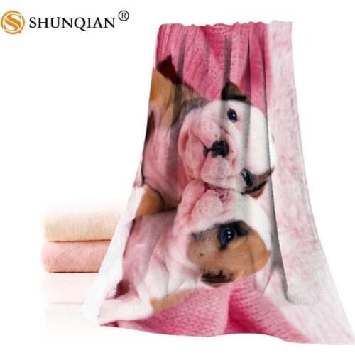 Microfiber Towels Custom bulldog Face Towel/Bath Towel Size 35x75cm, 70x140cm for family travel
