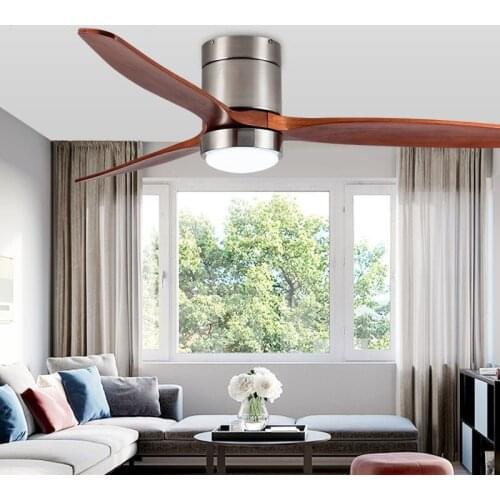 52 Inch ceiling fan with lamp with remote control modern indoor solid wood roof decorate fans for home 110-240Vac motor fan