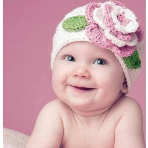 Clearance Winter Infant Crochet Baby Hat Cap Children Newborn Knitted Photography Accessories Handmade Flower Floral Beanie