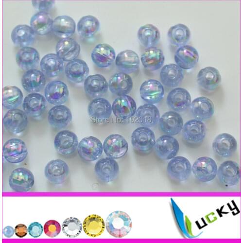 1 kg 4mm light blue ab color Round Acrylic beads colorful ab effect transparent Beads with two holes for Chunky Necklace
