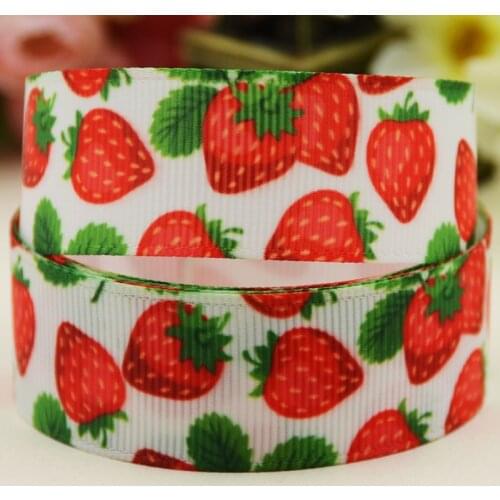 22mm 25mm 38mm 75mm Strawberry Cartoon pattern printed Grosgrain Ribbon party decoration 10 Yards X-04182