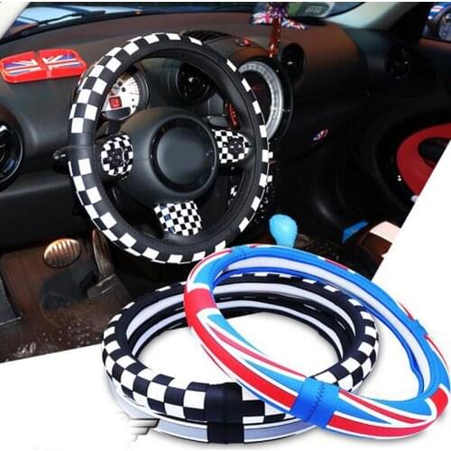 Union Jack UK Flag MINI Steering Wheel Cover 38CM 15inch Rubber For Mini Cooper Countryman Clubman R55 R56 R60