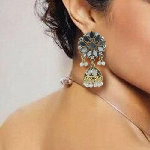 New Ins Indian Handmade Pearl Beads Acrylic Flower Thailand Piercing Earrings Vintage Bohemia Party Jewelry Bijoux Earring