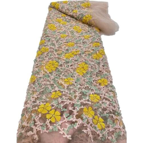 SJ Lace African Sequins Lace Fabric 2021 High Quality Lace French Lace Fabric Embroidery Nigerian Lace Fabrics For Women r4-75