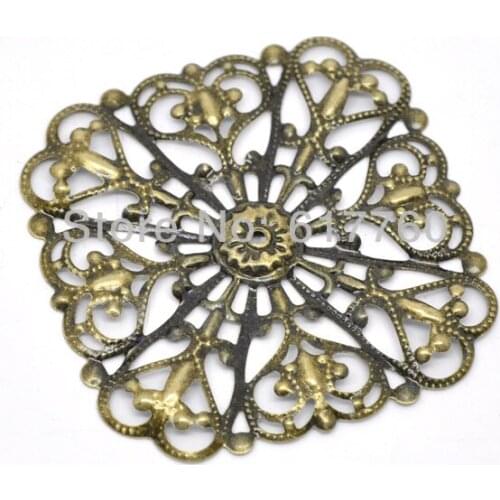Free shipping-30Pcs Antique Bronze Filigree Flower Wraps Connectors Jewelry Findings DIY Connectors 5x5cm J0625