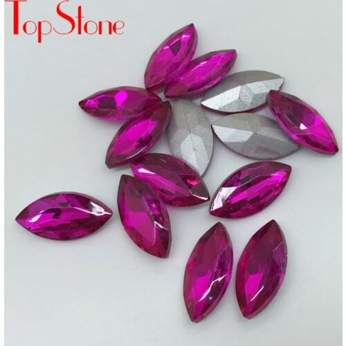 TopStone Navette Pointback Glass Crystal Fancy Rhinestone 5x10,6x12,7x15,9x18,17x32mm Eye Shape for Jewellery Making