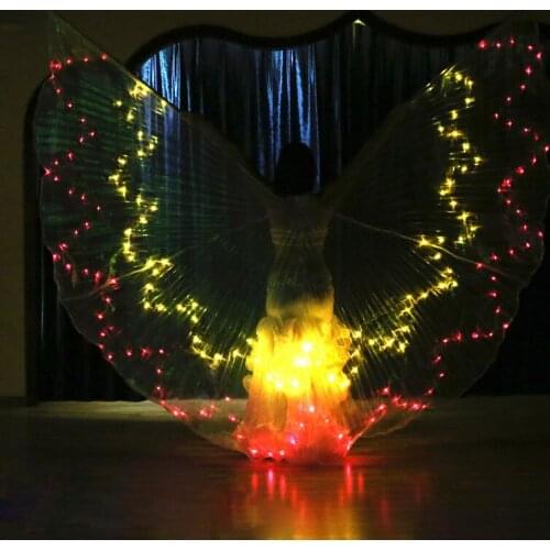 TOP GRADE Performance belly dance Prop Women Accessories Girls LED Wings Light Up Wing Multicolor 36 Colors gradient Wings