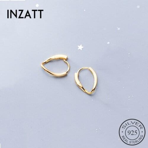 INZATT Real 925 Sterling Silver Irregular Hoop Earrings For Fashion Women Party Minimalist Fine Jewelry Trendy 2019 Accessories