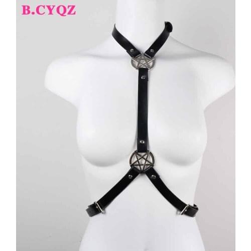 B.CYQZ Pentagram Bandage Harness For Women Lingerie Cage Bra Punk Underwear Suspenders Sexy Body Garters Gothic Seks Club Rave