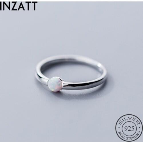INZATT Genuine 925 Sterling Silver Color Round Opal Ring For Women Party Classic Minimalist Fine Jewelry Index Finger Hot Sale