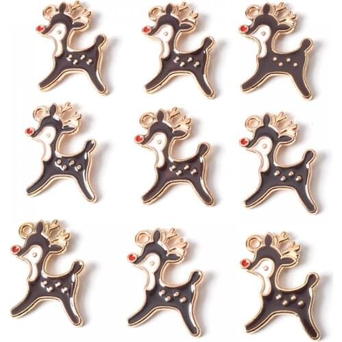 10Pcs 17*23mm Black Charms Christmas Alloy Metal Drop Oil Pendants Beads For DIY Jewelry Making Bracelet Necklace Accessories