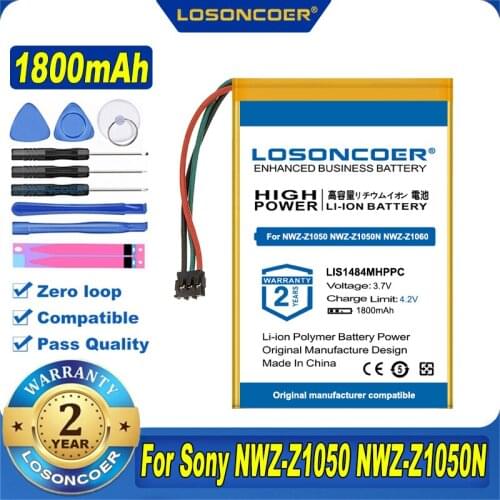 100% Original LOSONCOER LIS1484MHPPC 1800mAh Battery For Sony NWZ-Z1050, NWZ-Z1050N, NWZ-Z1060, NWZ-Z1070