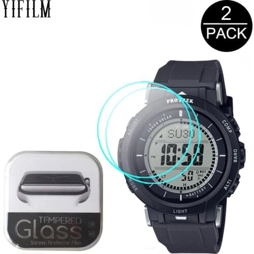 2pcs HD Clear Tempered Glass For Casio PRO TREK PRG-30 PRG30 Screen Protector Film 9H Anti-Scratch Water-proof Transparent Glass