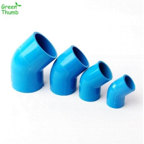 20pcs Inner Diameter Blue PVC 20 mm/25 mm/32 mm/40 mm Plastic 45 Degree Equal Elbow Hose Connector for Home Garden Irrigation