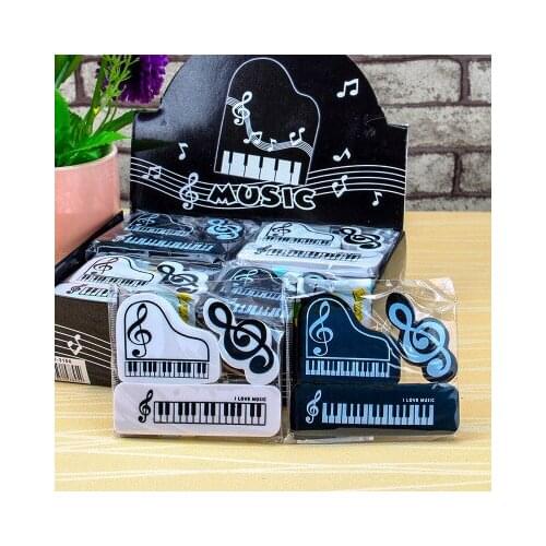 3 pieces / set of cute eraser cartoon piano note eraser cute stationery girl student prize supplies party gift