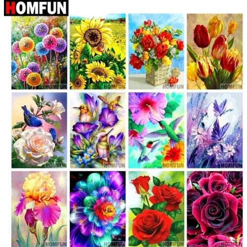 HOMFUN Diamond Painting Full Square/Round Drill 5D DIY "Butterfly flowers" Daimond Embroidery Rhinestone Cross Stitch Home Decor