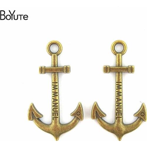 BoYuTe (40 Pieces /lot) 14*38MM Anchor Charm Antique Bronze Silver Rudder Pendants Jewelry for Bracelets Diy Jewelry Making